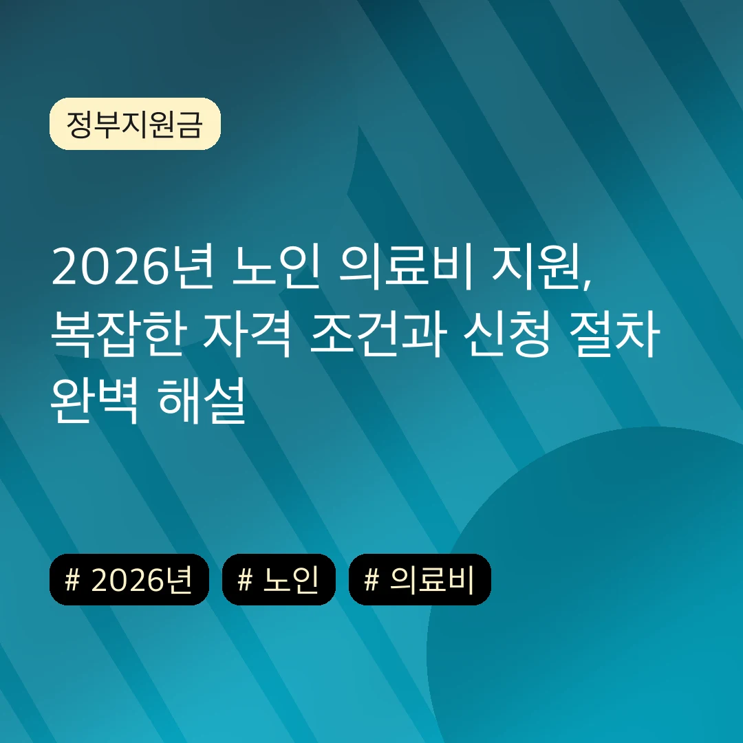 2026년 노인 의료비 지원, 복잡한 자격 조건과 신청 절차 완벽 해설
